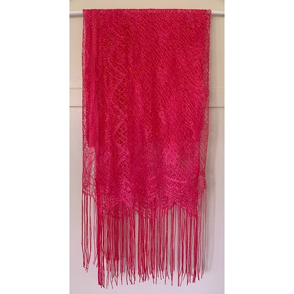 Hot Pink Open Weave Scarf - Picture 3 of 6